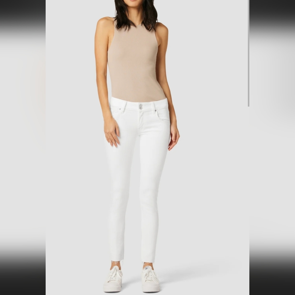 Hudson Collin Flap Skinny White Denim Jean Size 27